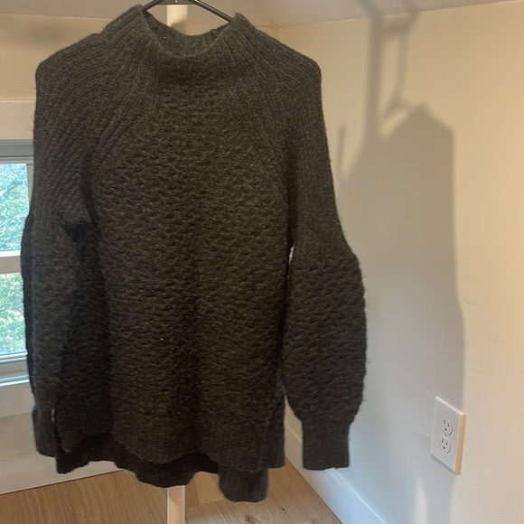 Anthropologie Bia Chunky Alpaca Blend Mock Neck Dark Gray Sweater, Size Small - Picture 3 of 7
